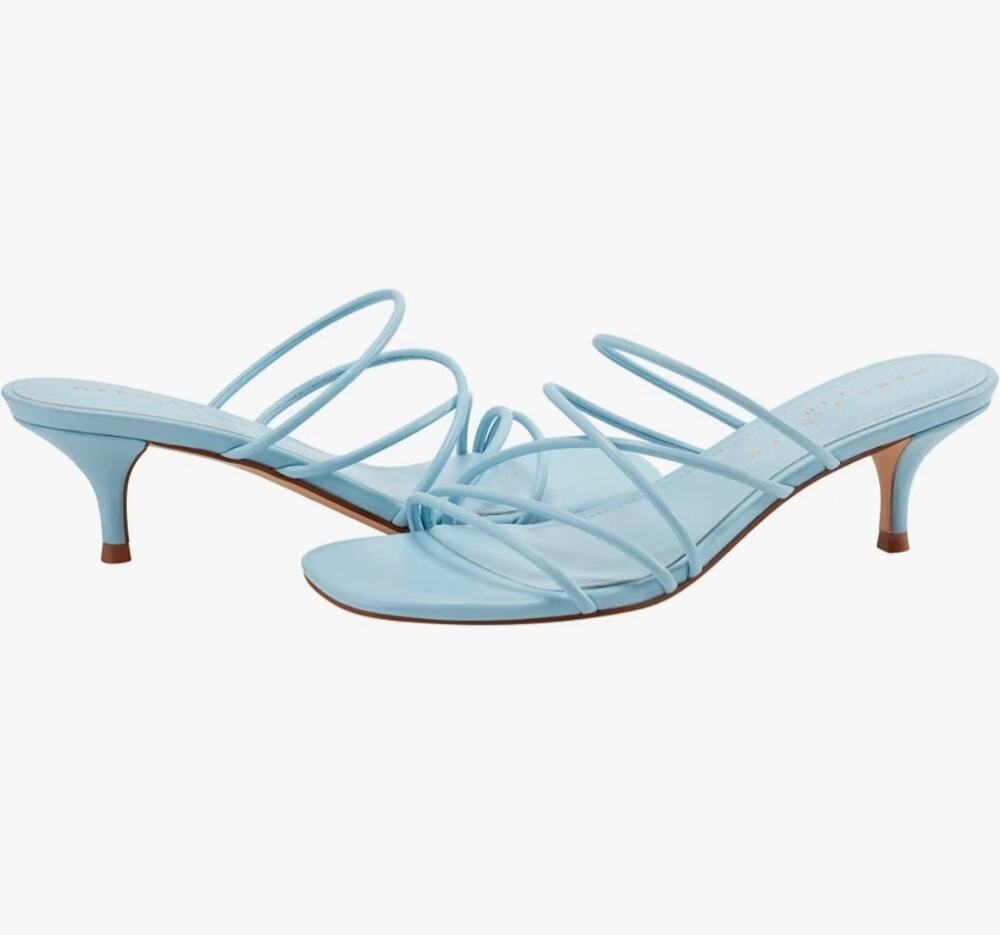 Marc Fisher LTD Women's Banna Heeled Sandal, Light Blue Leather 450, 8